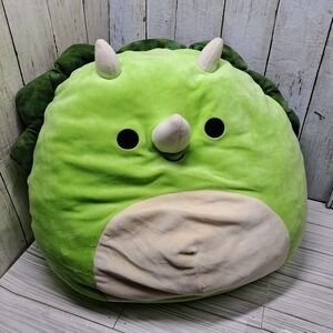 KellyToy Tristan Triceratops 16"t Large Green Dinosaur Squishmallow Plush Pillow